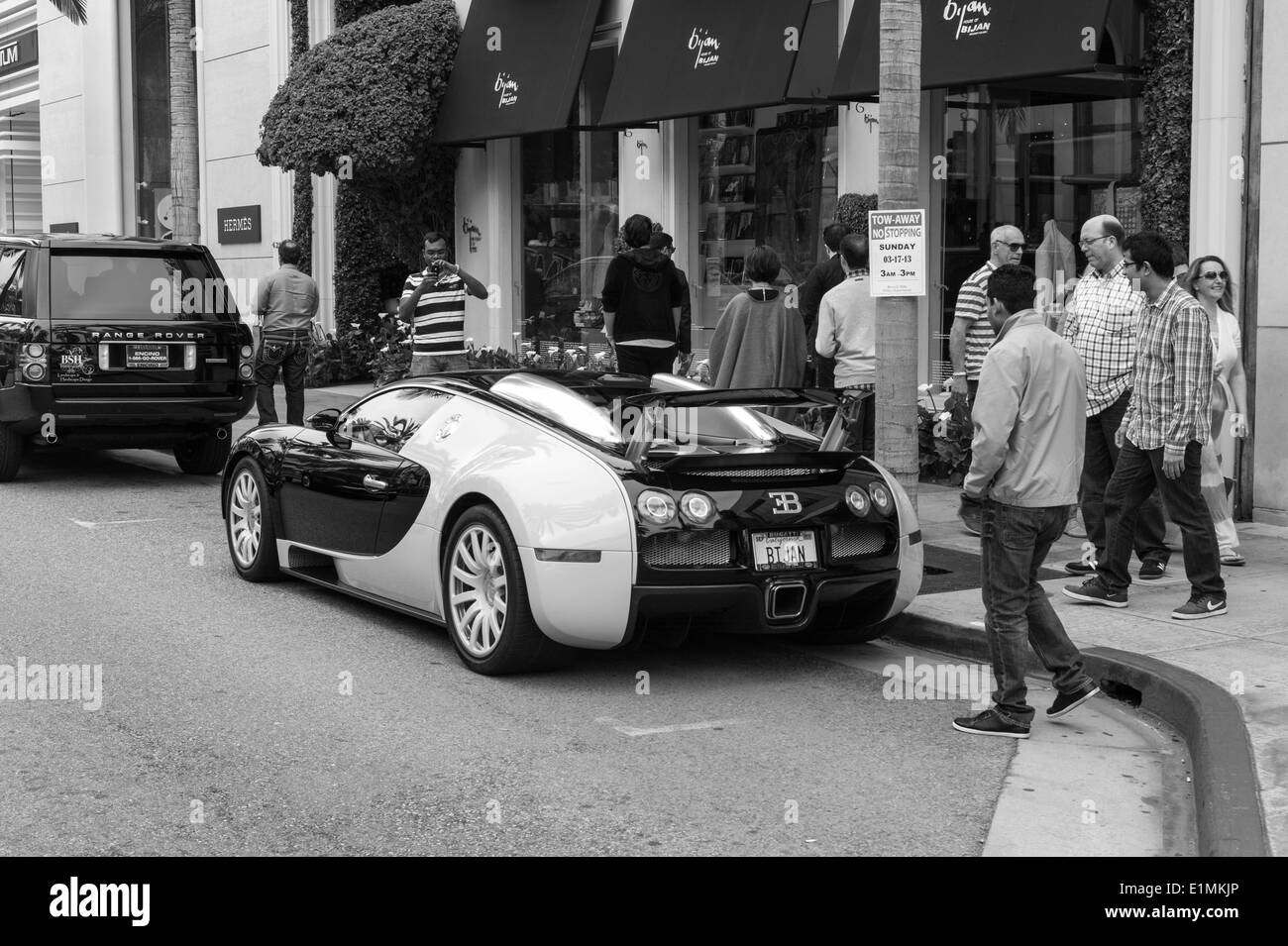 Bugatti parked on Rodeo Drive, Beverly Hills, CA. Stock Photo