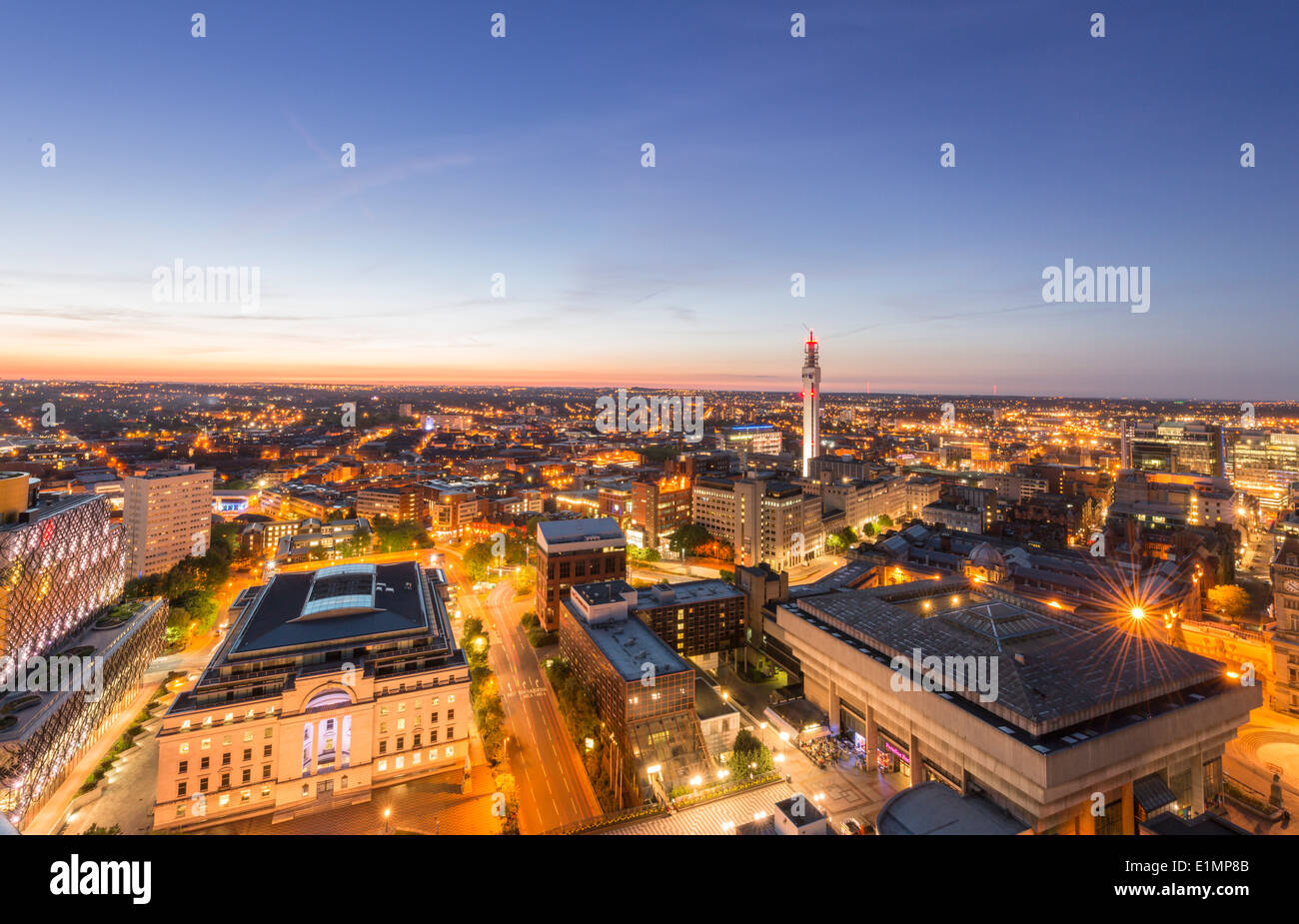 A night view of Birmingham city centre at night. Stock Photo