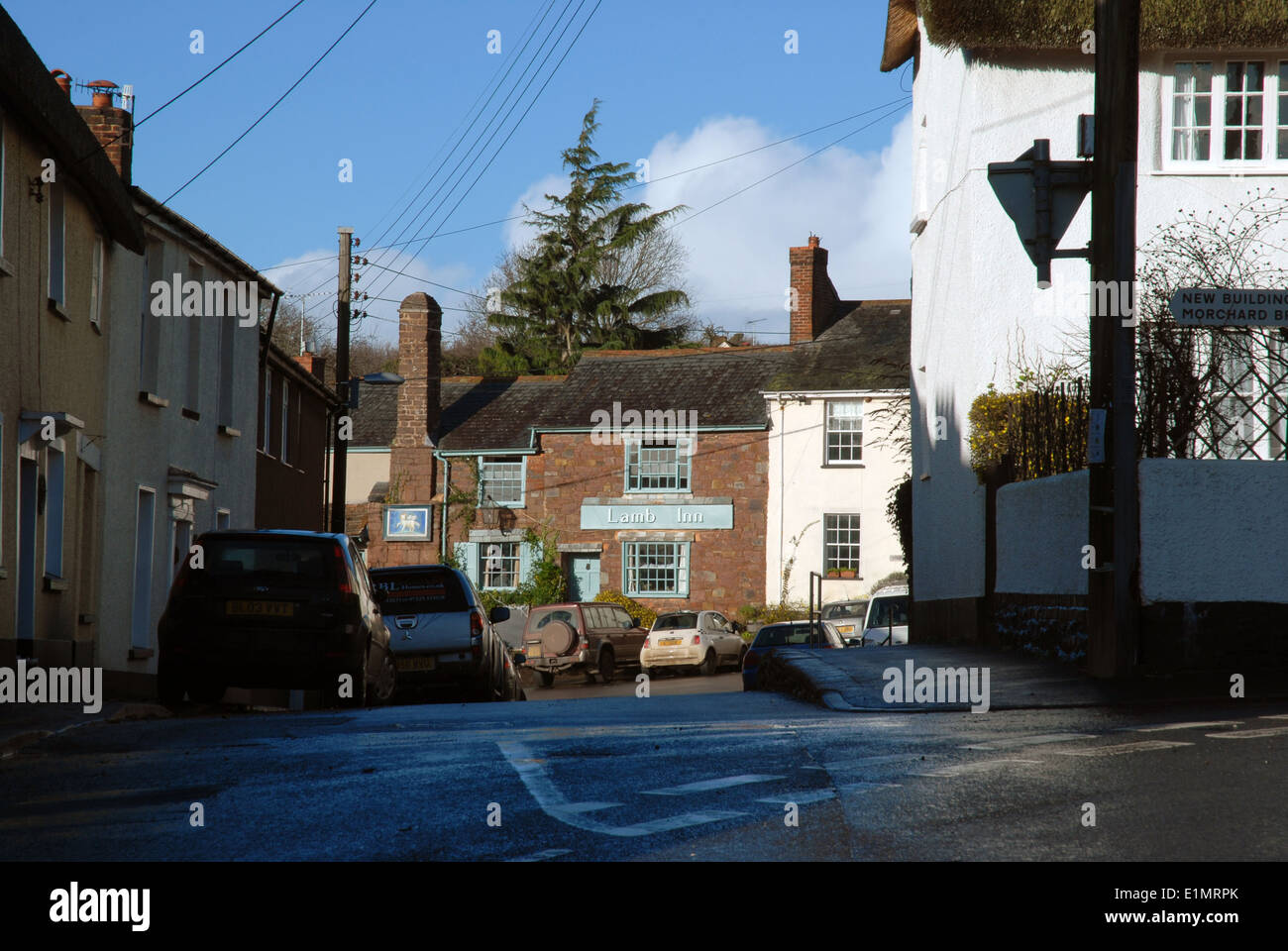 Village centre, Sandford, Devon, GB Stock Photo Alamy
