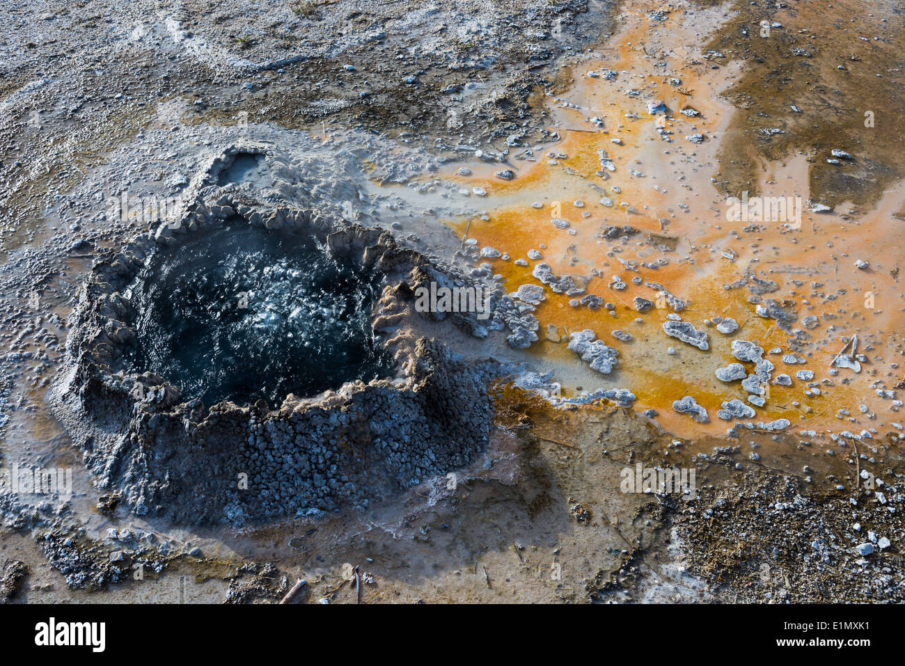 Hot spring with bubbling water. Yellowstone National Park, Wyoming, USA. Stock Photo