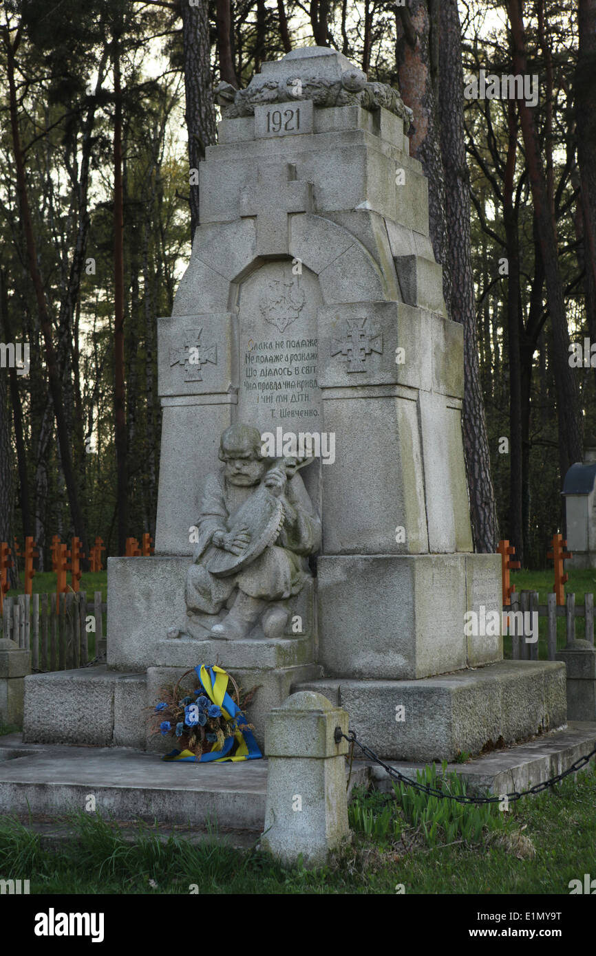 The monument to the fallen soldiers of the Ukrainian Galician Army in Jablonne v Podjestedi in Northern Bohemia, Czech Republic. Stock Photo