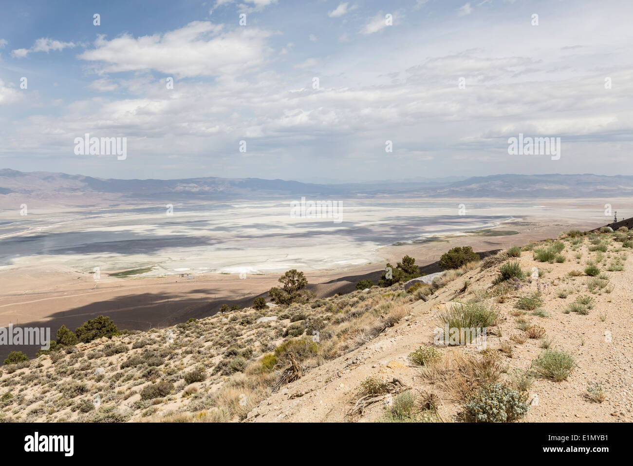 Mountain view towards Owens Dry lake near Lone Pine California. Stock Photo