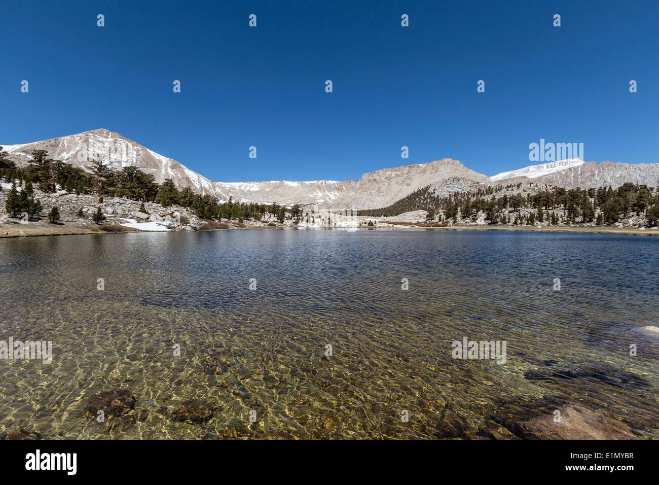 South Fork Lake in California's Cottonwood Lakes Basin Sierra Nevada Mountains Wilderness. Stock Photo