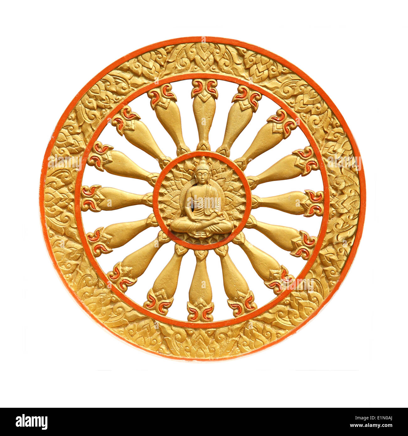 wheel of dhamma of buddhism Stock Photo