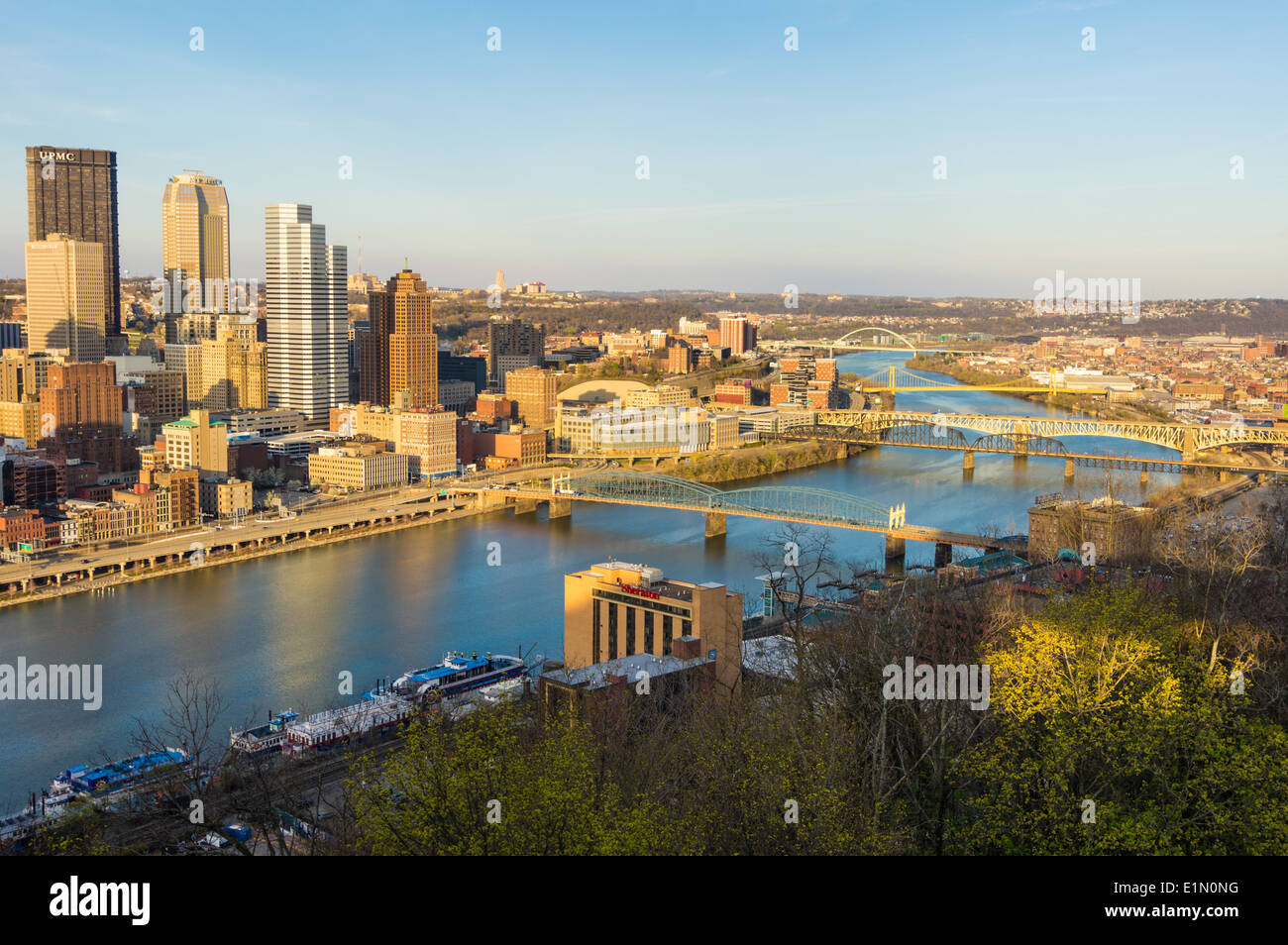 Pittsburgh Pennsylvania skyline with Monongahela River. Pittsburgh