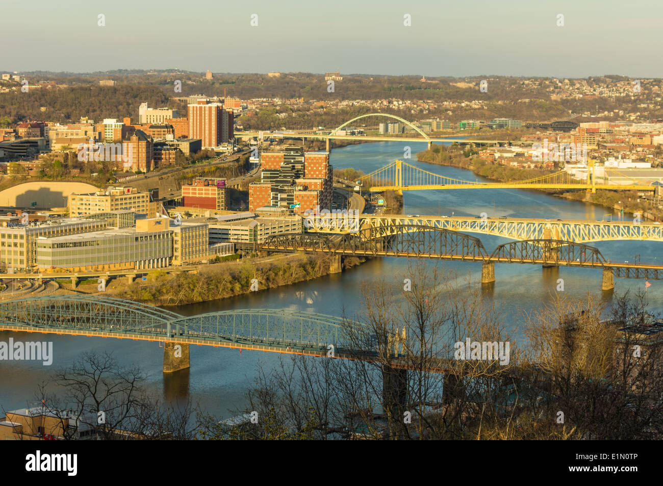 Bridges crossing the Monongahela River in Pittsburgh Pennsylvania Stock