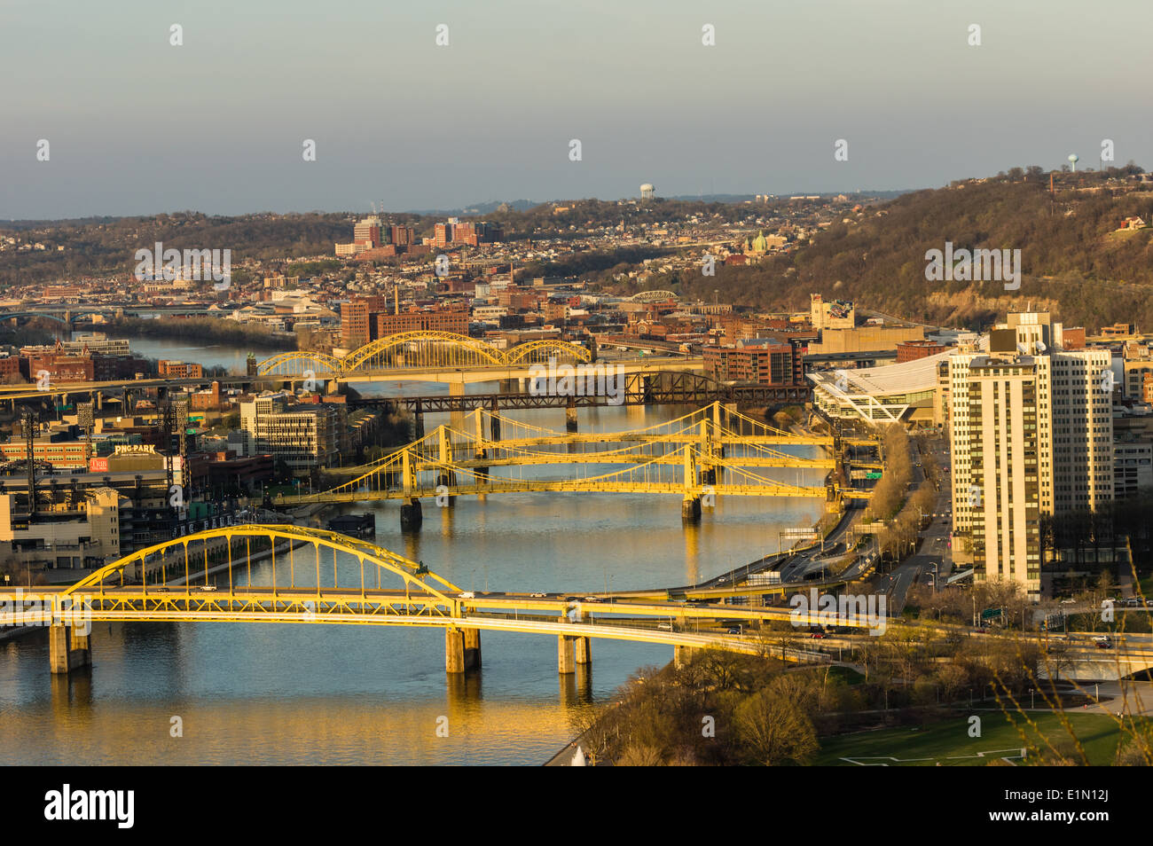 bridges crossing the Allegheny River in Pittsburgh Pennsylvania Stock