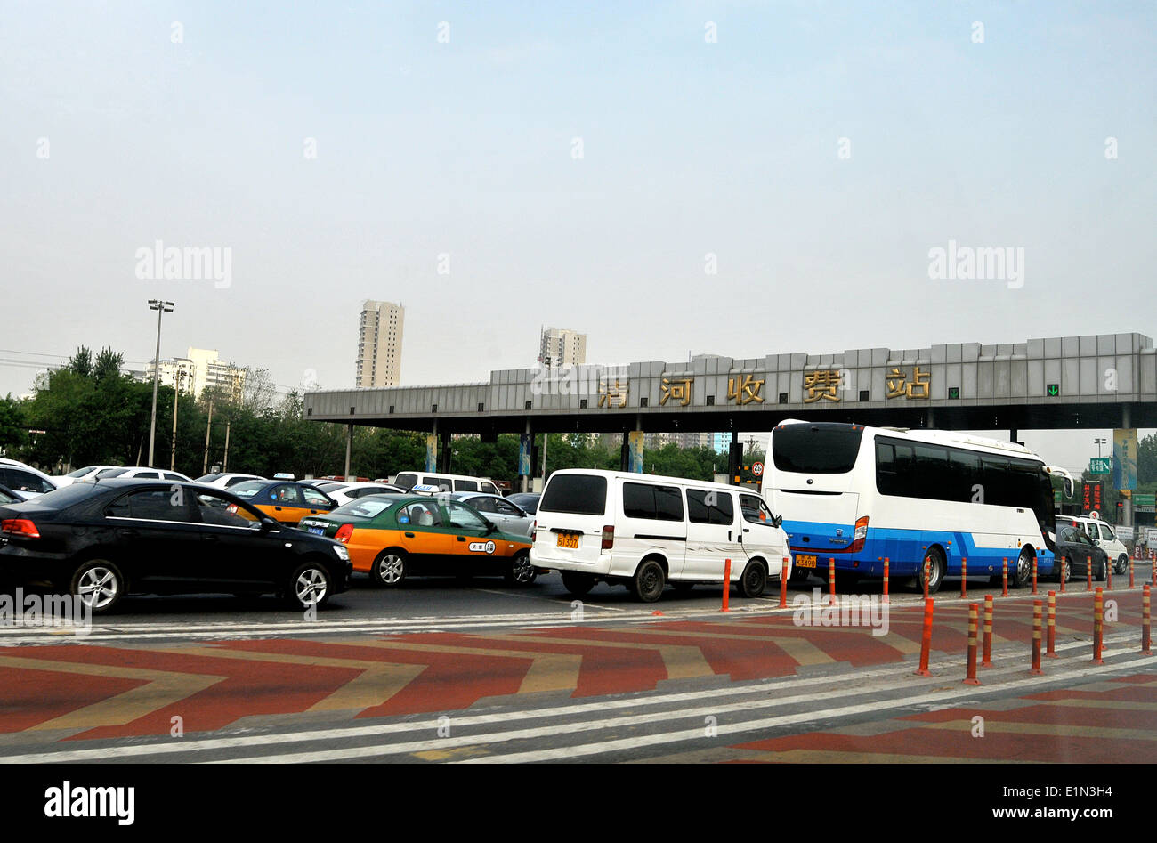 road scene highway traffic jam Beijing China Stock Photo
