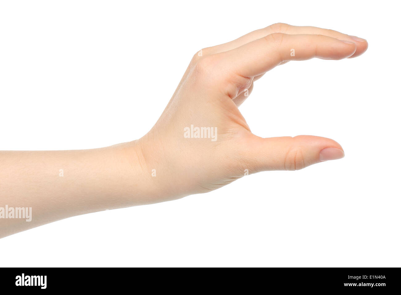 Woman hand on white background Stock Photo