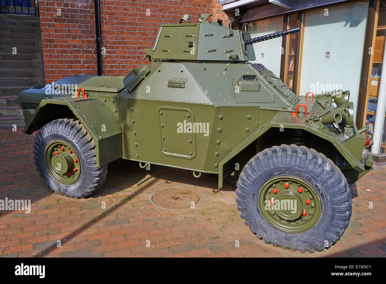 Ferret Armoured Car outside the Soldiers Of Gloucestershire Military Museum Gloucester Docks Gloucestershire Stock Photo