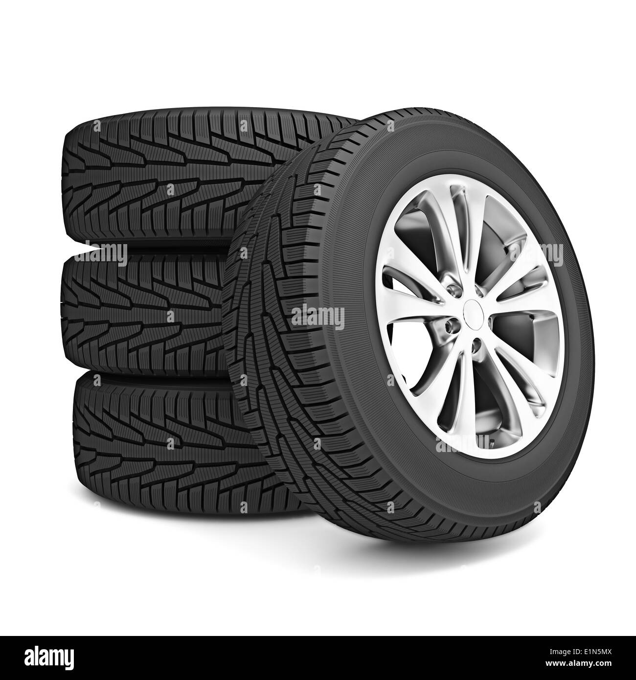 Set of car winter tires isolated on white background Stock Photo Alamy