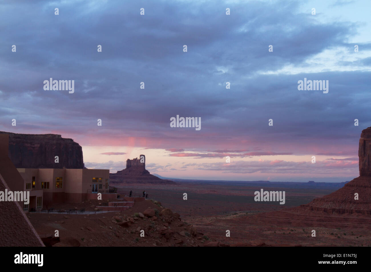 Photographers at the Monument Valley Visitors Center capturing the dramatic sunset Stock Photo