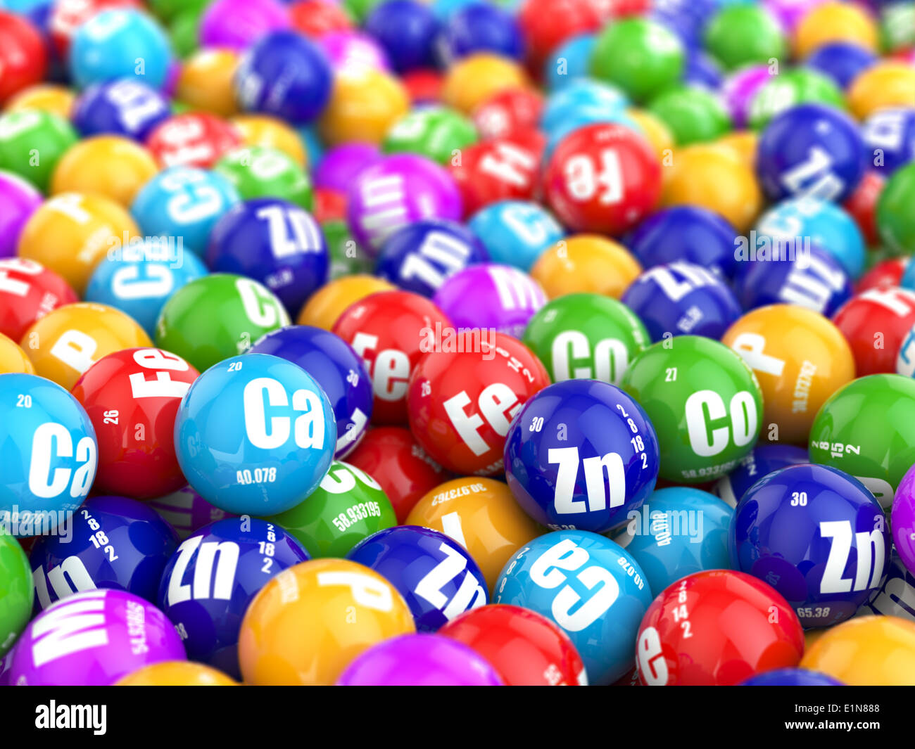 Dietary supplements. Variety pills. Vitamin capsules. 3d Stock Photo