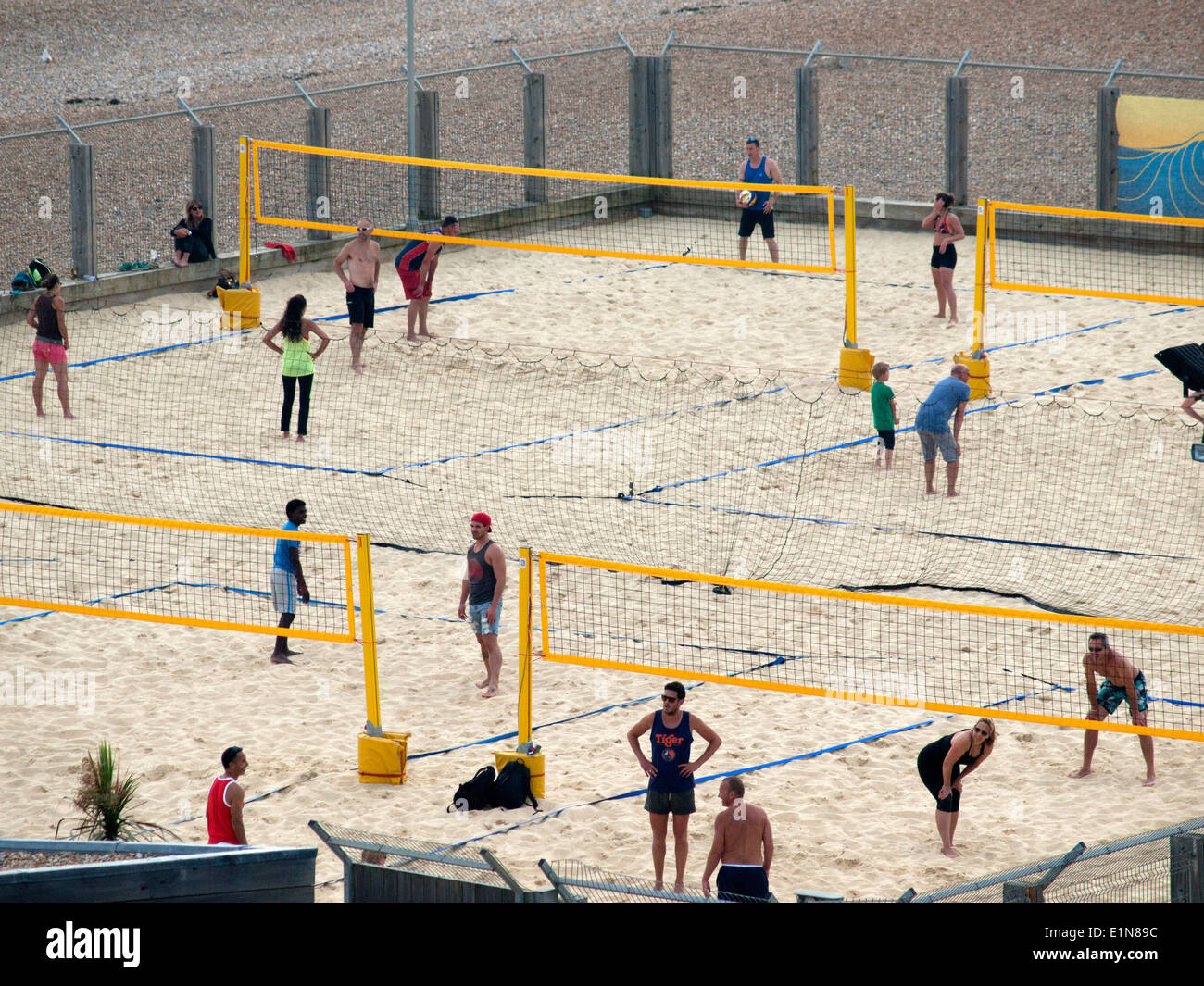 Beach volleyball in Brighton at the Yellowave sports club Stock Photo