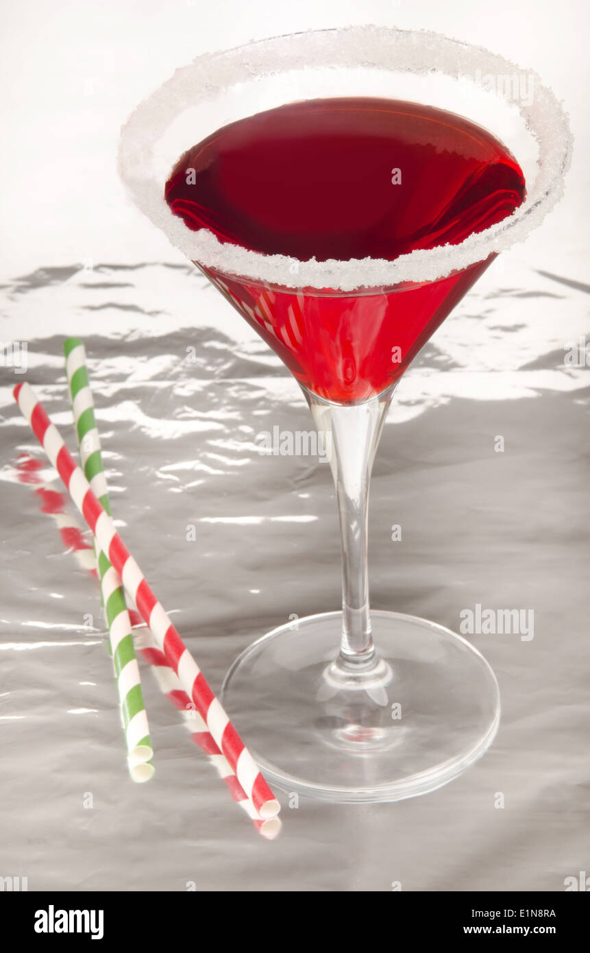 sweet strawberry cocktail in a glass with sugar rim Stock Photo