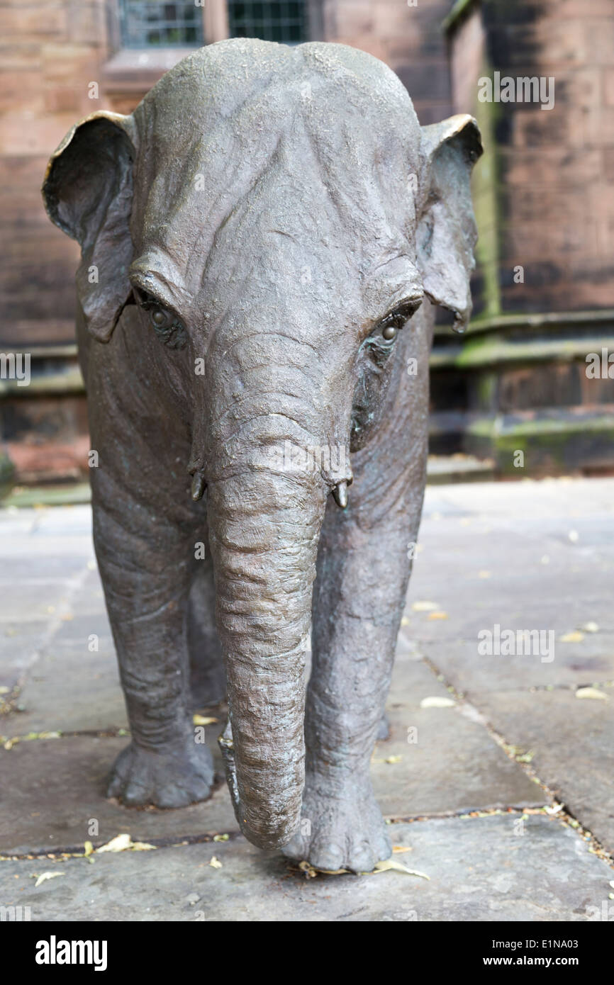 UK, Chester, baby elephant statue gifted to the people of Chester by
