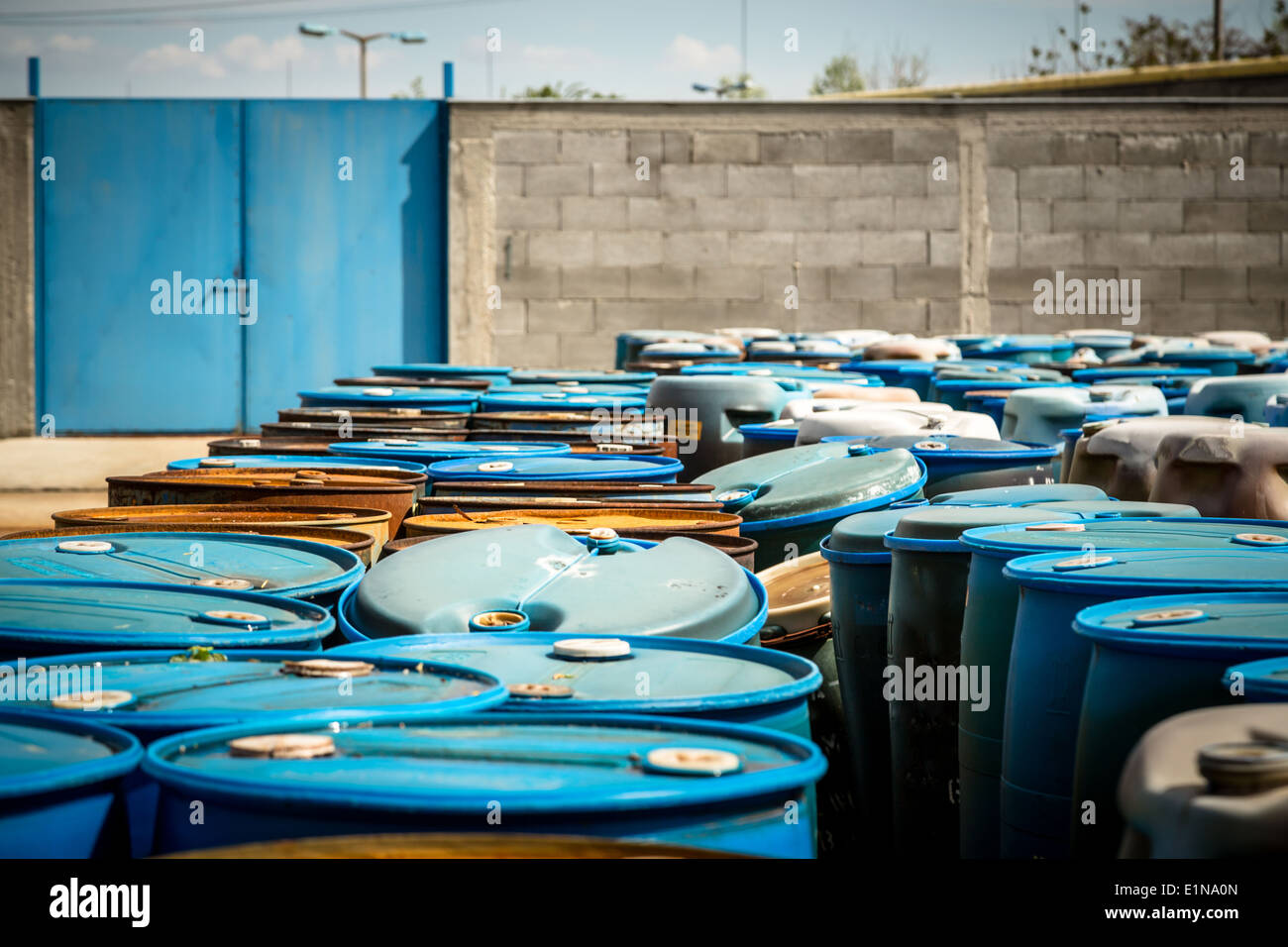Several barrels of toxic Stock Photo Alamy