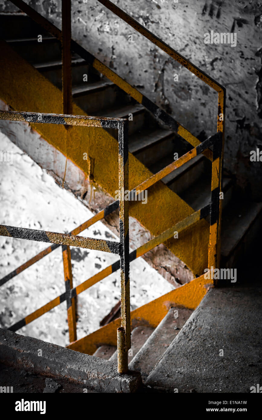 stair in old and dirty building Stock Photo