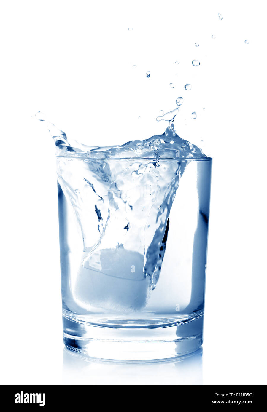 Ice in glass of water with splash on white background Stock Photo - Alamy