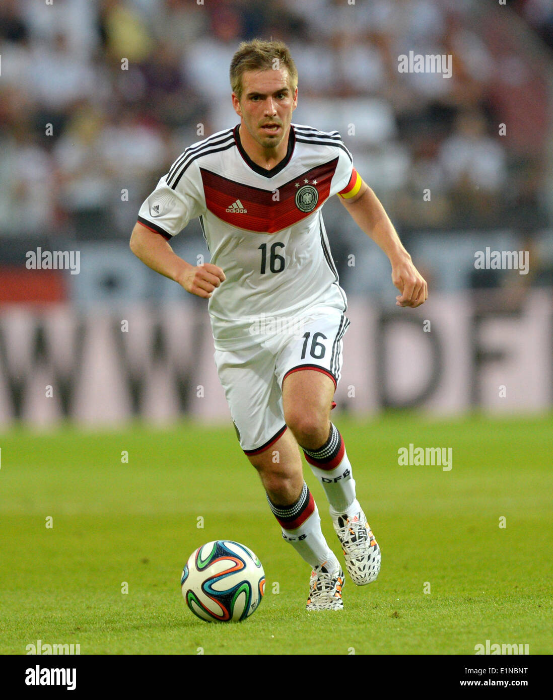 Mainz, Germany. 06th June, 2014. Germany's Philipp Lahm plays the ball during the international friendly match between Germany and Armenia at Coface Arena in Mainz, Germany, 06 June 2014. Germany won 6-1. Photo: Thomas Eisenhuth/dpa/Alamy Live News Stock Photo
