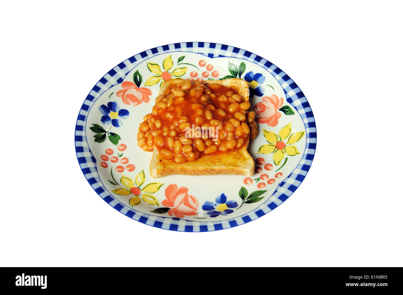 One round of baked beans on toast in tomato sauce Stock Photo Alamy