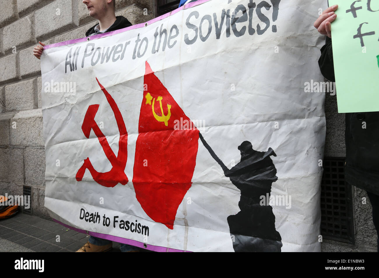 A banner at an Anti-Fascist Resistance protest at the GPO in Dublin city centre in solidarity with the people of Eastern Ukraine Stock Photo