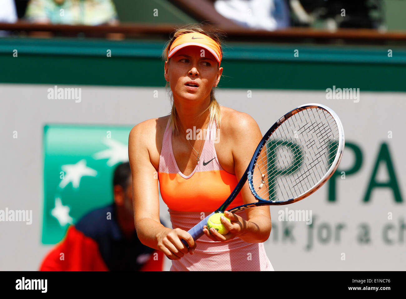 Paris, France. 07th June, 2014. Paris, France. 07th June, 2014. Roland Garros, paris, France. French Open Tennis Championships. Ladies singles final. Maria Sharapova versus Simona Halep. Maria Sharapova (RUS) © Action Plus Sports Images/Alamy Live News Credit:  Action Plus Sports Images/Alamy Live News Stock Photo