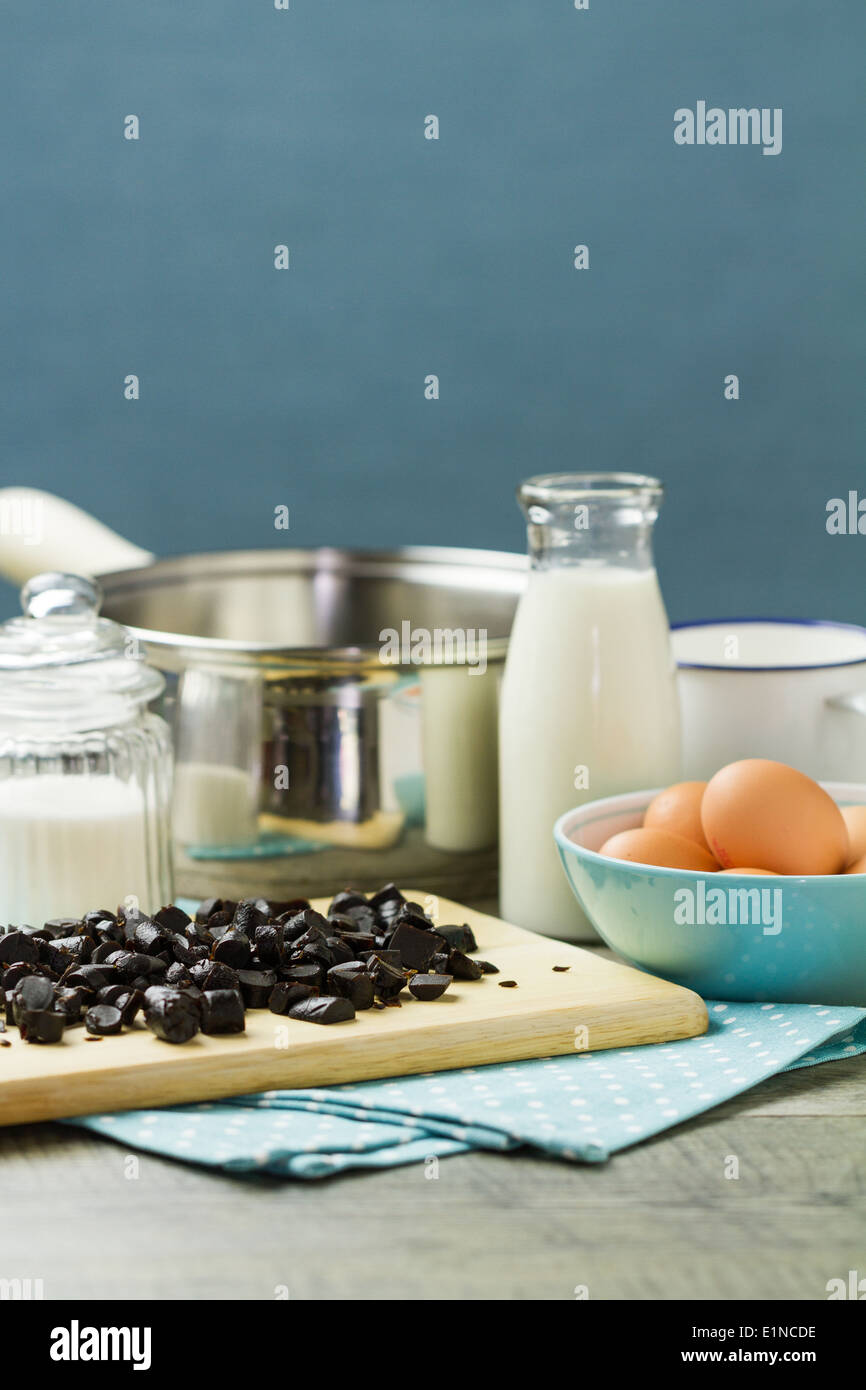 Series about the preparation of licorice ice cream (liquorice Stock