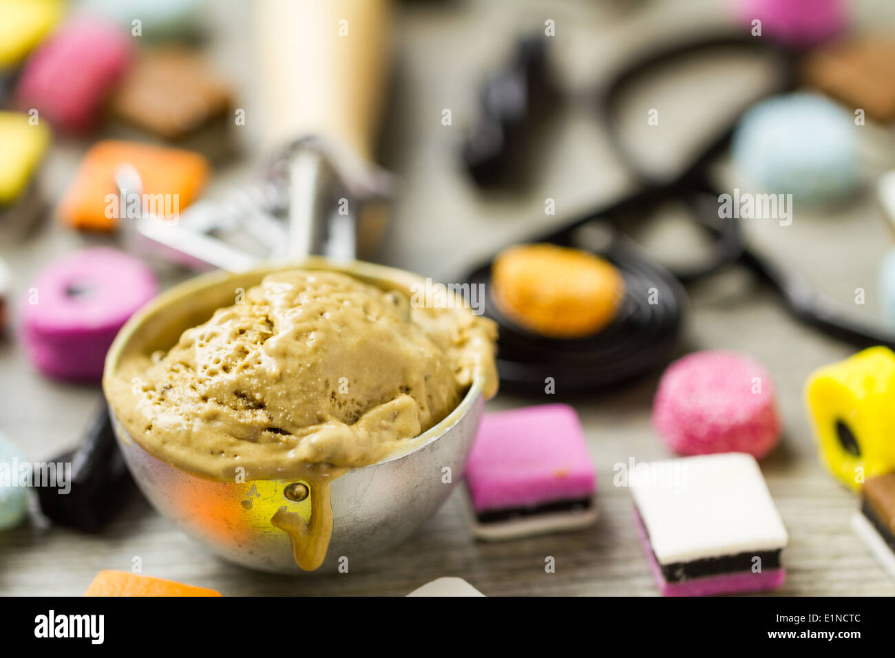 Series about the preparation of licorice ice cream (liquorice Stock