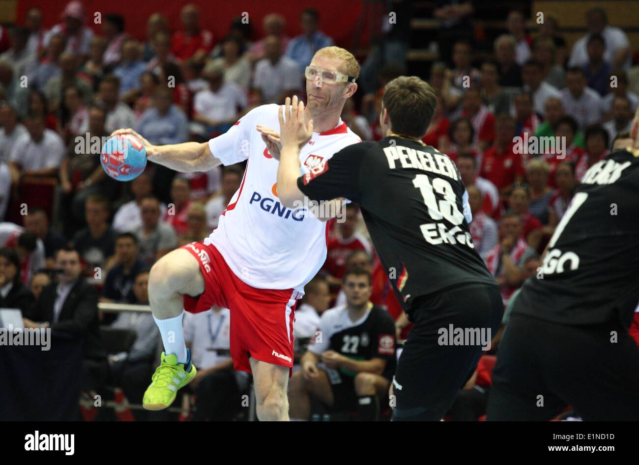 Gdansk, Poland 7th, June 2014 Quatar 2015 Men's World Handball Championship Play Off game between Poland and Germany at ERGO Arena sports hall. Bielecki Karol (8) in action during the game. Credit:  Michal Fludra/Alamy Live News Stock Photo