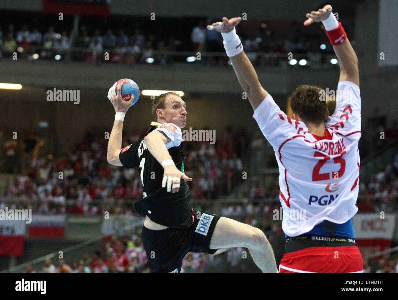 Gdansk, Poland 7th, June 2014 Quatar 2015 Men's World Handball Championship Play Off game between Poland and Germany at ERGO Arena sports hall. Kamil Syprzak (23) in action during the game. Credit:  Michal Fludra/Alamy Live News Stock Photo