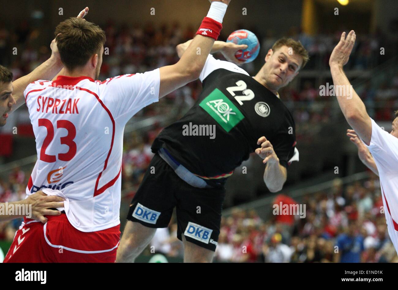 Gdansk, Poland 7th, June 2014 Quatar 2015 Men's World Handball Championship Play Off game between Poland and Germany at ERGO Arena sports hall. Michael Kraus (22) in action during the game. Credit:  Michal Fludra/Alamy Live News Stock Photo