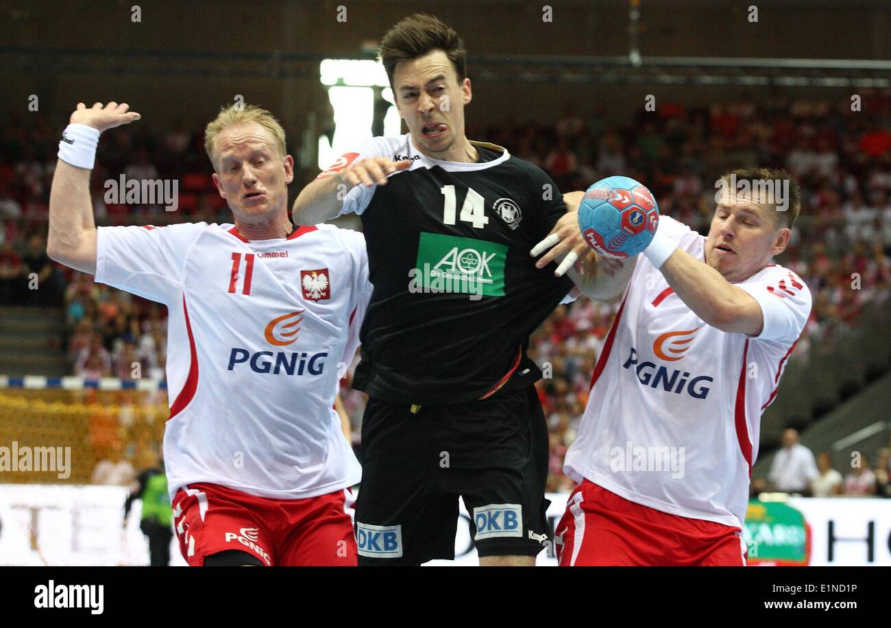 Gdansk, Poland 7th, June 2014 Quatar 2015 Men's World Handball Championship Play Off game between Poland and Germany at ERGO Arena sports hall. Patrick Groetzki (14) in action during the game. Credit:  Michal Fludra/Alamy Live News Stock Photo