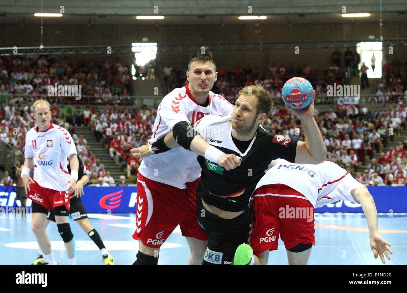 Gdansk, Poland 7th, June 2014 Quatar 2015 Men's World Handball Championship Play Off game between Poland and Germany at ERGO Arena sports hall. Steffen Weinhold (17) in action during the game. Credit:  Michal Fludra/Alamy Live News Stock Photo