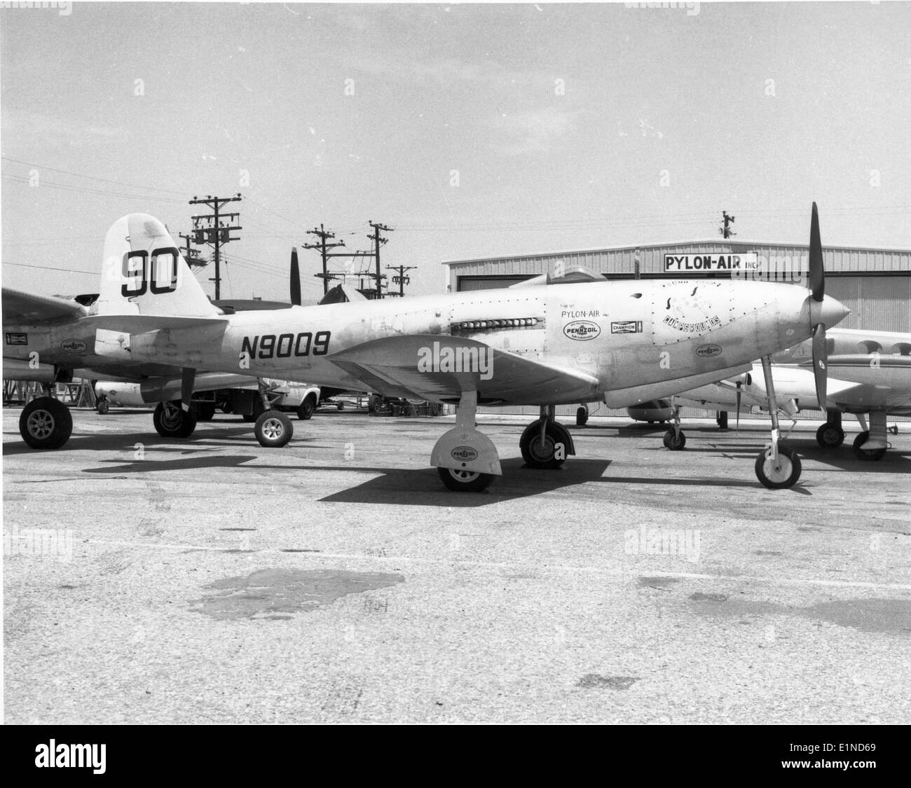 Bell P-63C, 44-4181, N9009, Long Beach CA, Aug71 Stock Photo