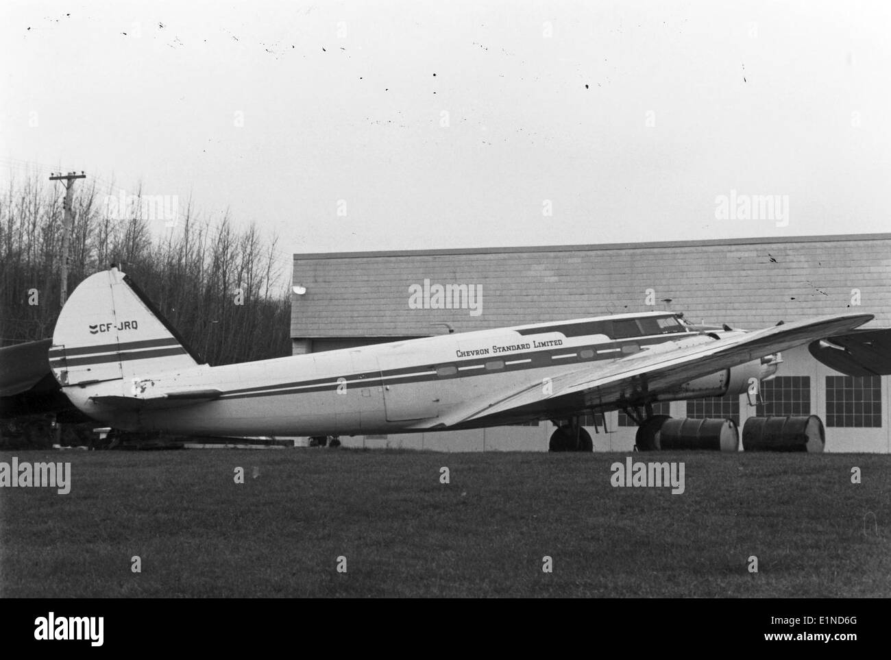 This photo shows a Boeing 247, CF-JRQ, taken at Rockcliffe in 1969. The Boeing 247 was a pioneering airliner that revolutionized commercial aviation in the late 1930s and early 1940s with its speed and design. Stock Photo