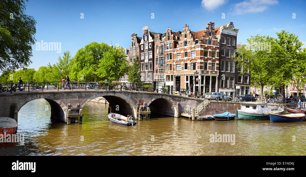 Amsterdam bridge canal - Holland, Netherlands Stock Photo