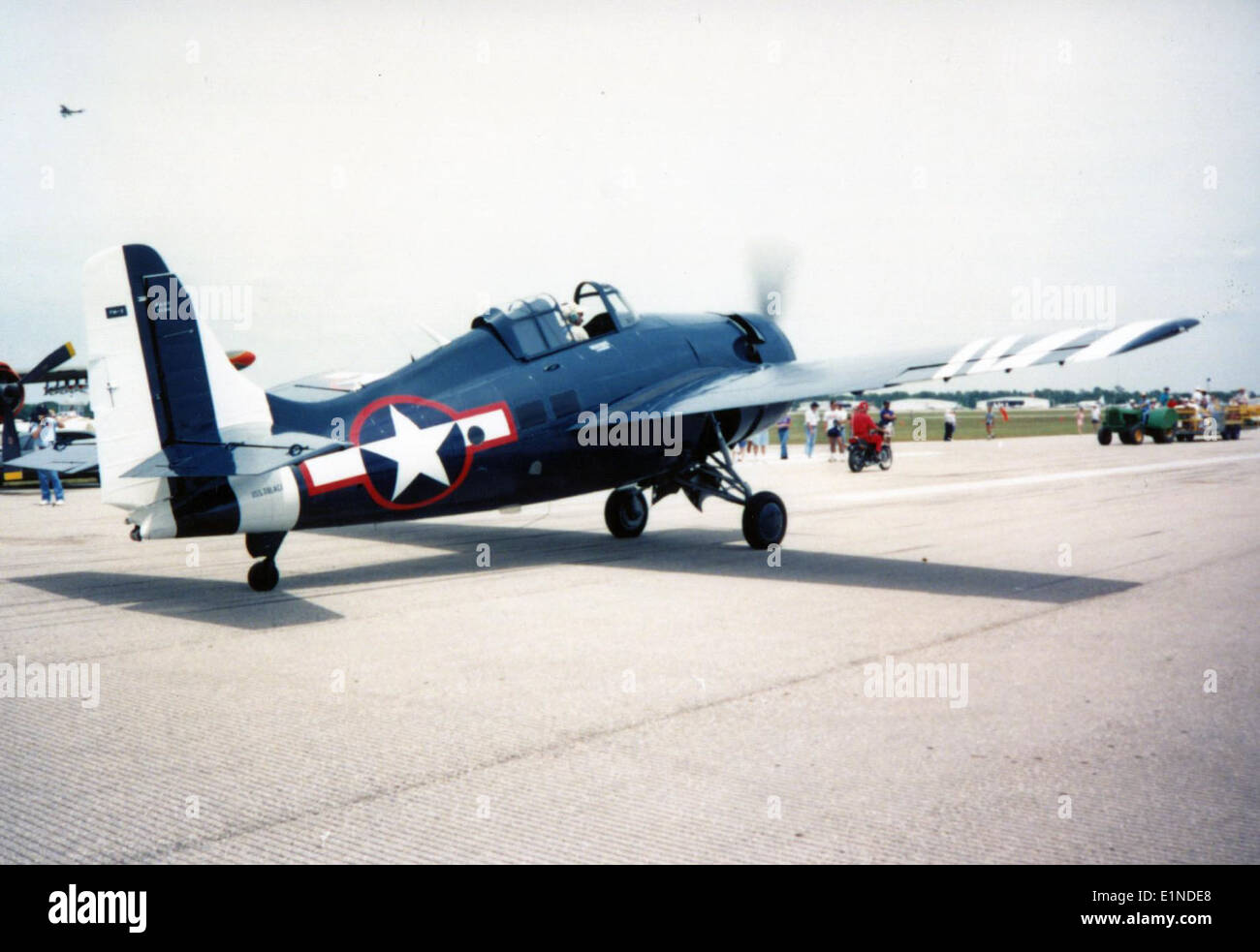 The General Motors FM-2 Wildcat (BuNo 86680) was a variant of the famous Grumman F4F Wildcat used during World War II. This aircraft, photographed in Lakeland, Florida in April 1992, was part of the Eastern Aircraft production line and is powered by a Wright R-1820 Cyclone engine. Stock Photo