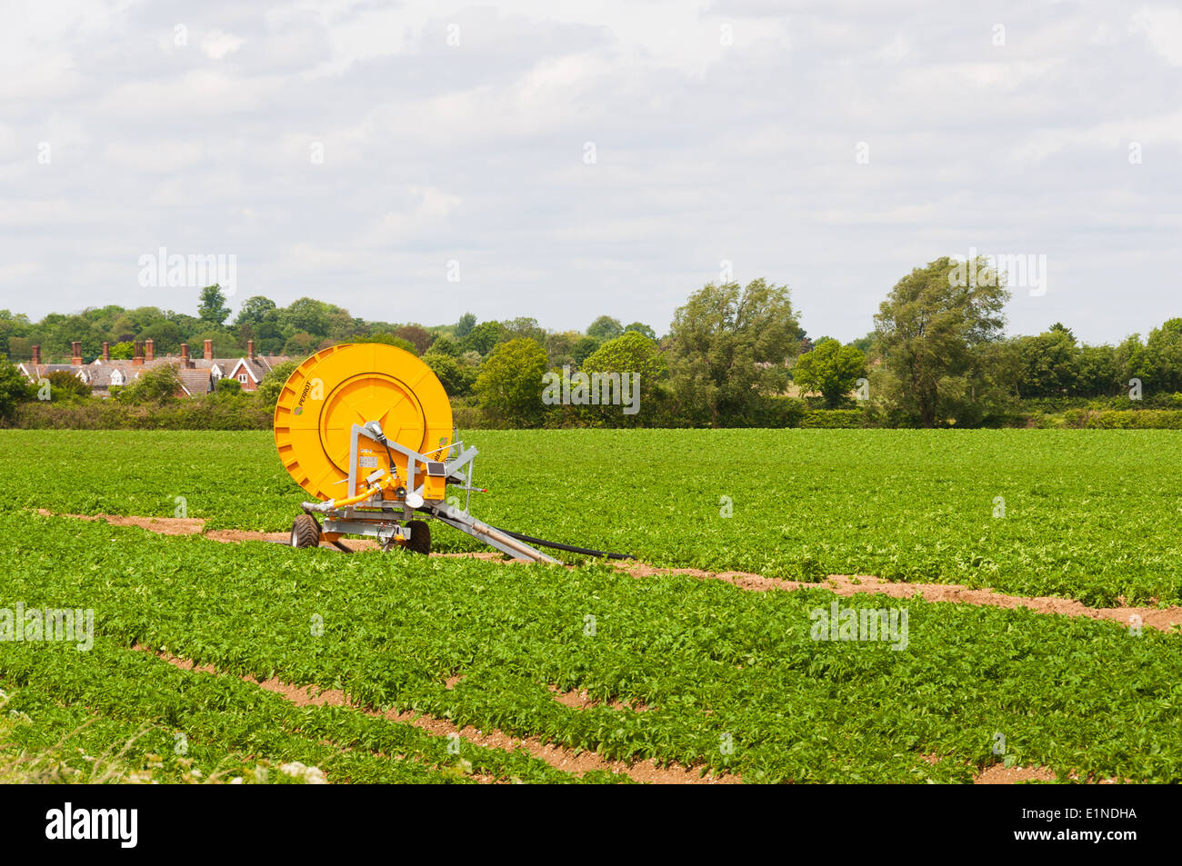 Modern irrigation system used in Suffolk, Bury St Edmunds Stock Photo