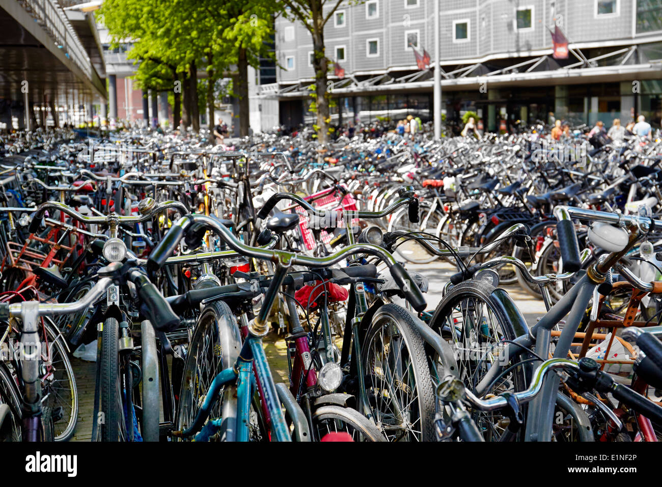 Colorful parking bicycle I buntes geparktes Fahrad in der Fußgängerzone ,  Leer, Ostfriesland, Niedersachsen, Deutschland Stock Photo - Alamy