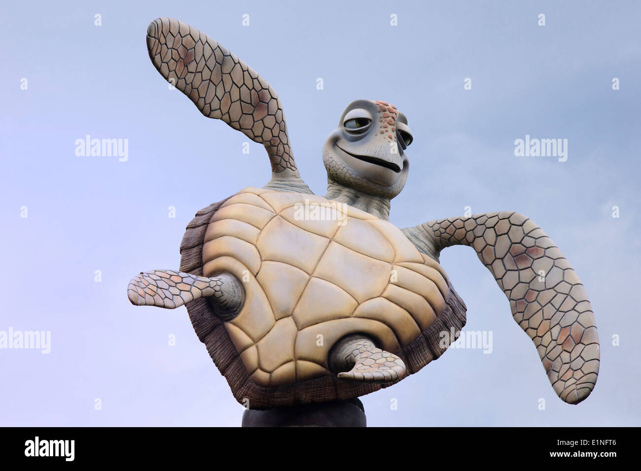 Statue of Crush, the turtle character from the film Finding Nemo, at Disneyland, Paris Stock Photo