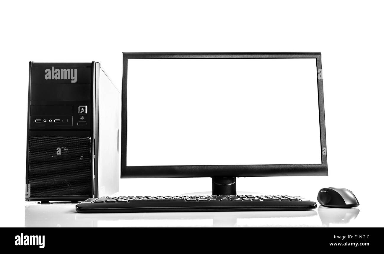 Desktop computer and keyboard and mouse Stock Photo Alamy