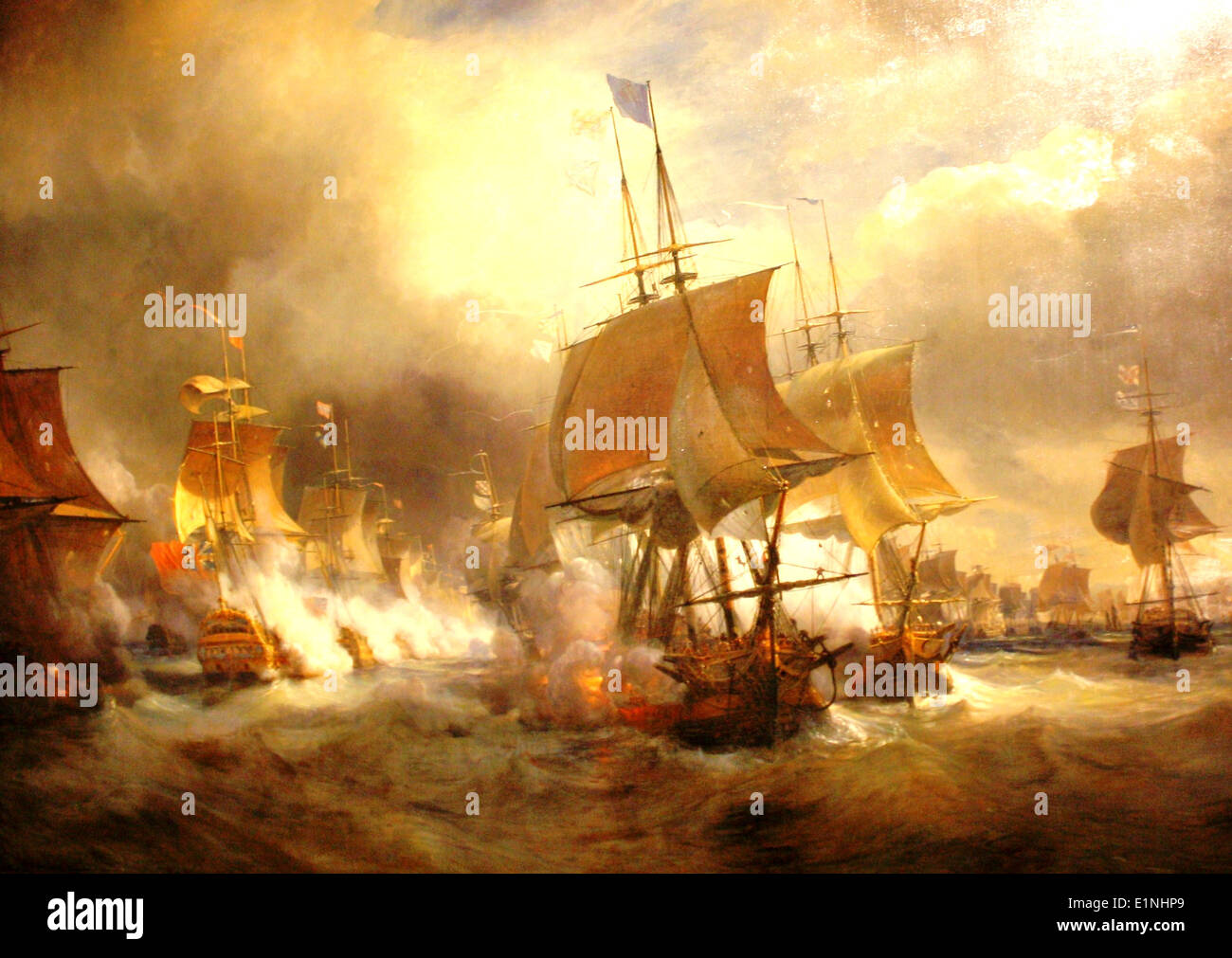 HMS Victory in the first battle of Ushant Stock Photo