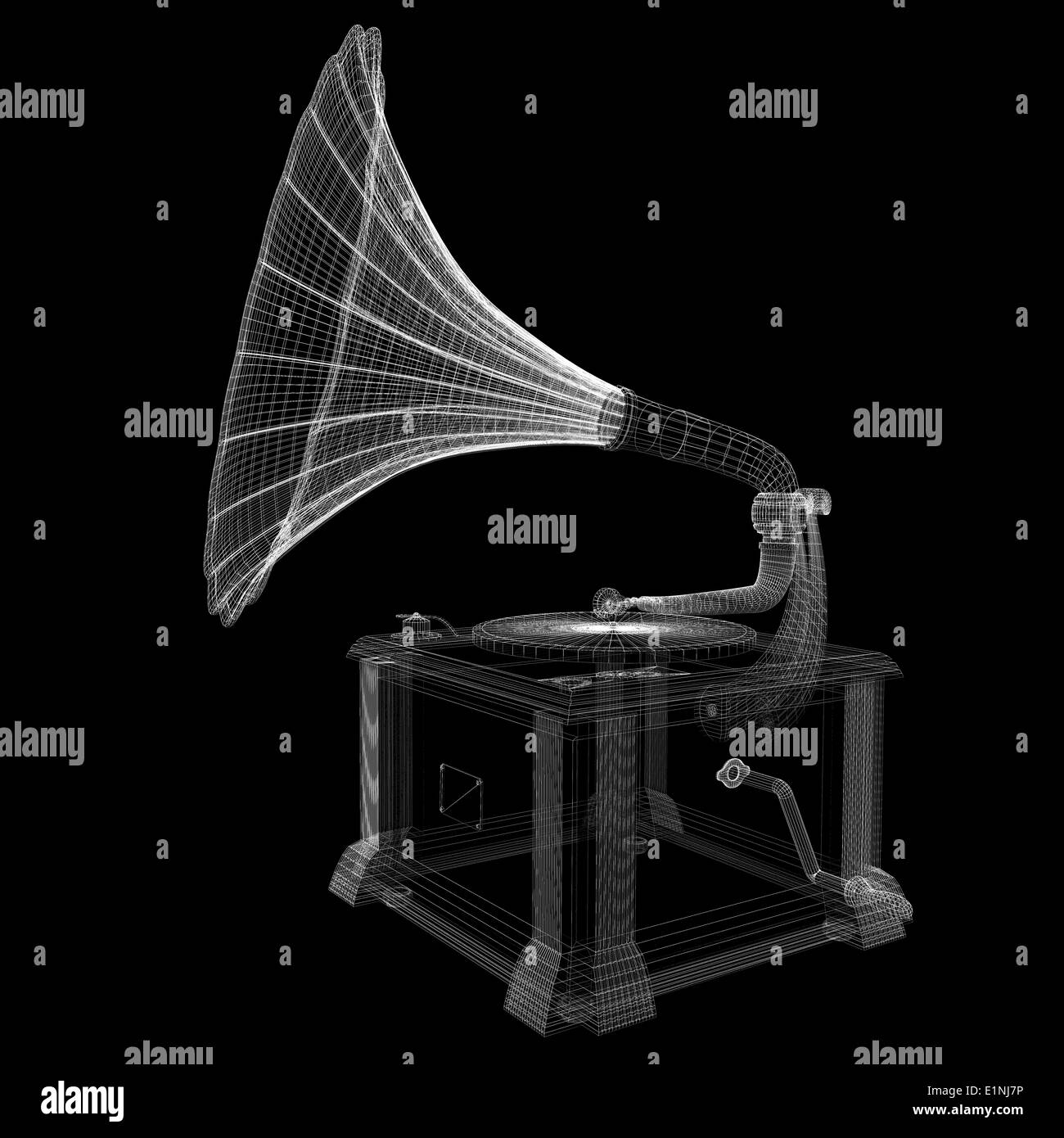 Gramophone 3D model body structure, wire model Stock Photo