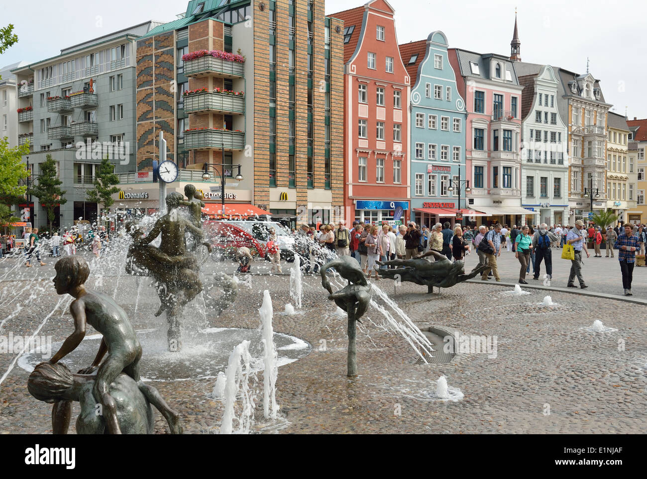 Kropeliner Strasse Brunnen der Lebensfreude Fountain of Happiness Rostock, Mecklenburg-Western Pomerania, Germany Stock Photo