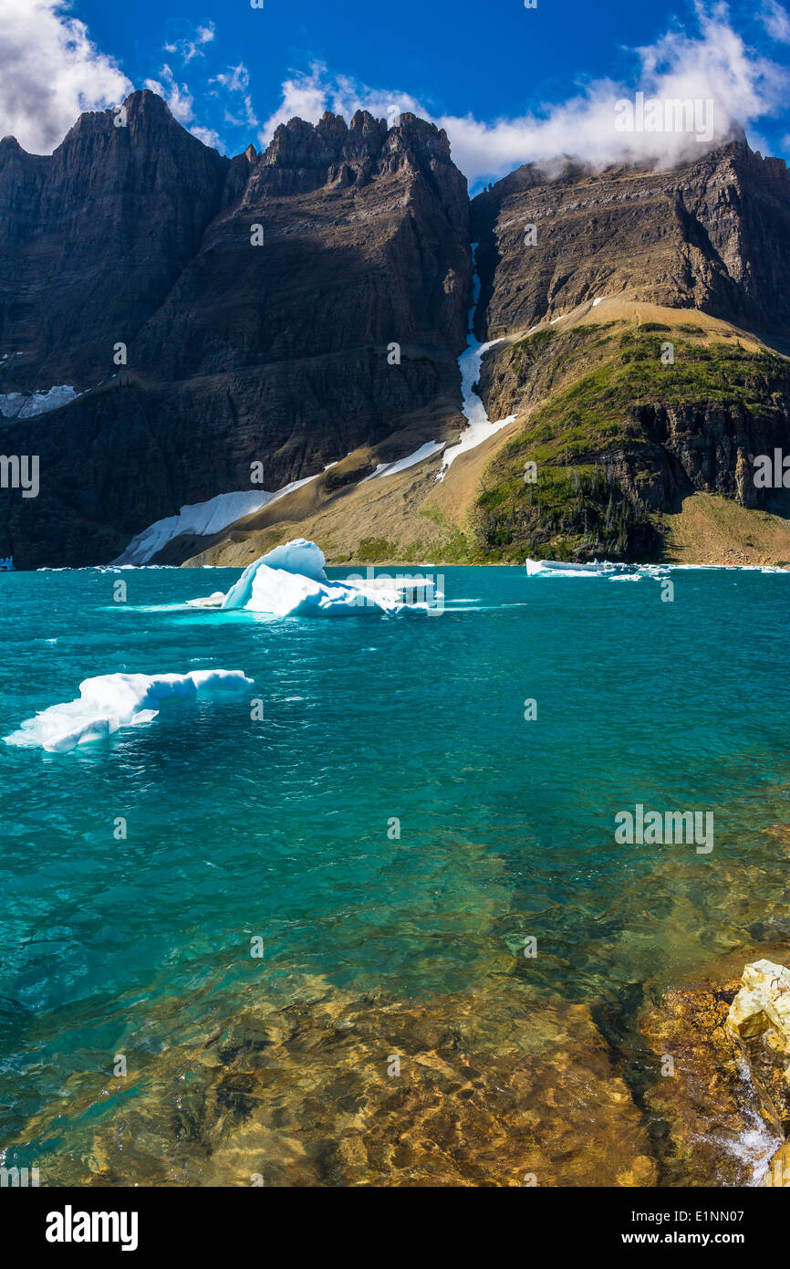 Icebergs on Iceberg Lake, Many Glacier, Glacier National Park, Montana