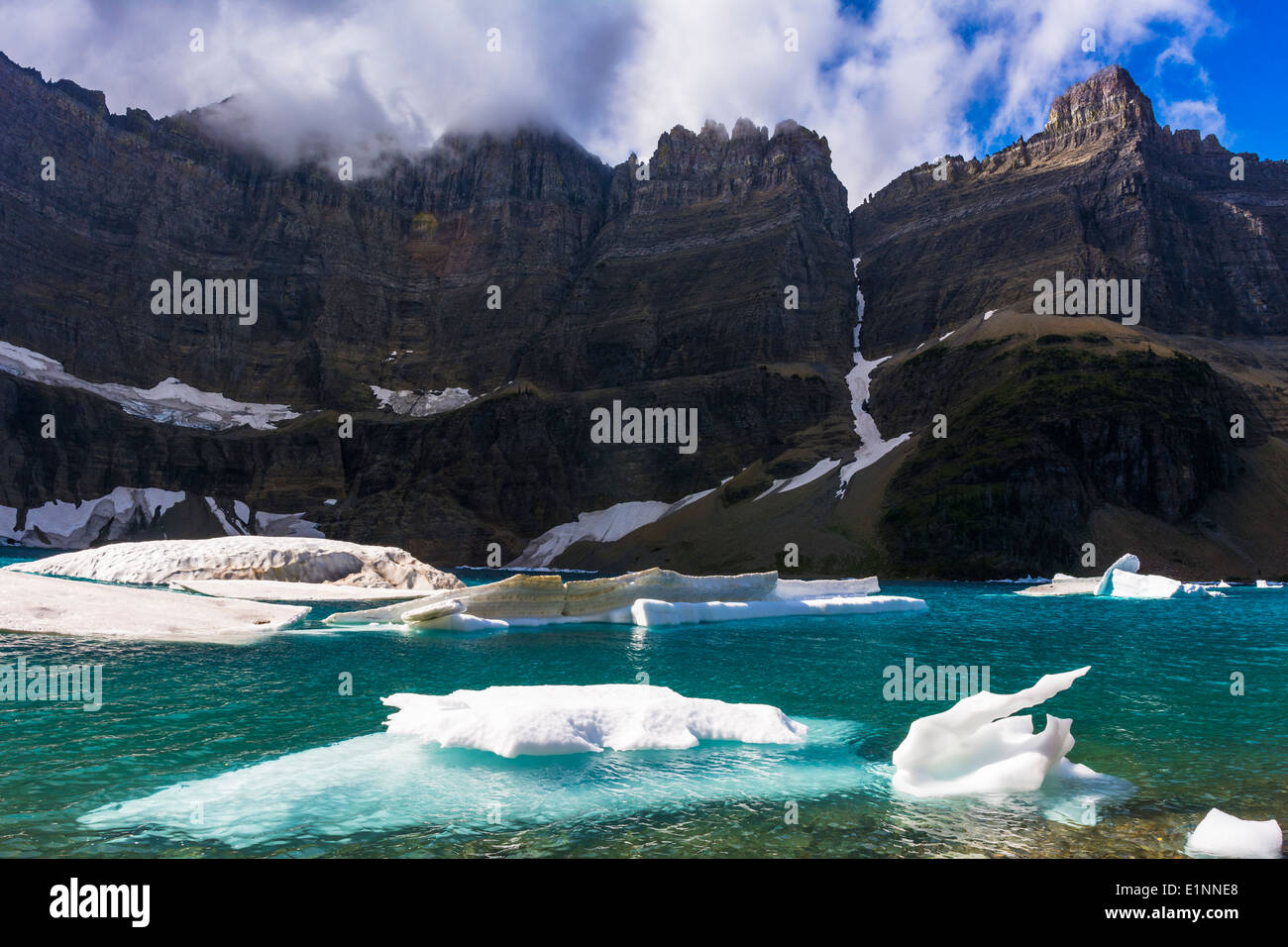 Icebergs on Iceberg Lake, Many Glacier, Glacier National Park, Montana