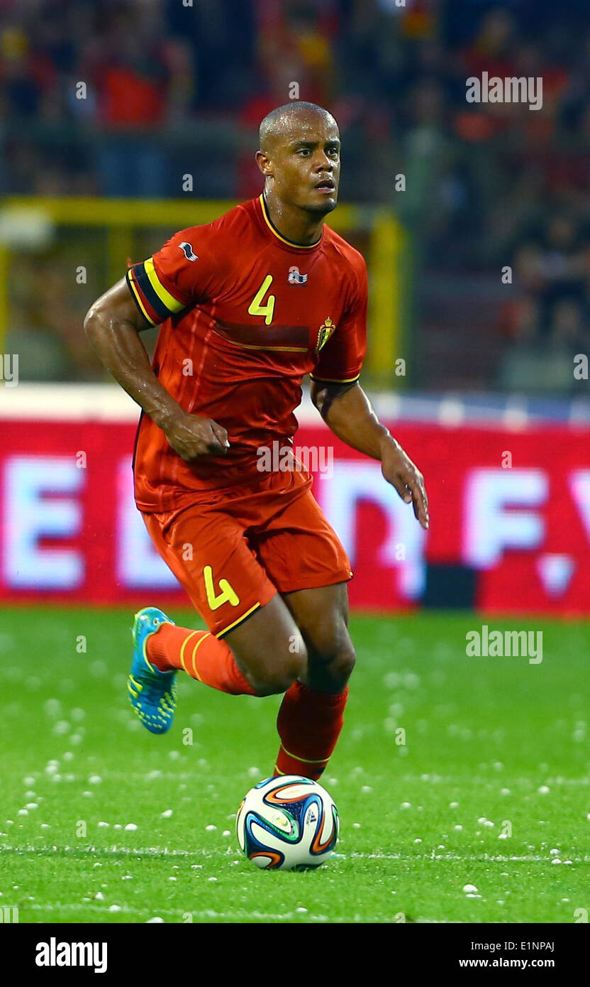 Brussels, Belgium. 7th June, 2014. Belgium's Vincent Kompany controls the ball during a friendly soccer match against Tunisia in Brussels, on June 7, 2014. Belgium won 1-0. Credit:  Gong Bing/Xinhua/Alamy Live News Stock Photo