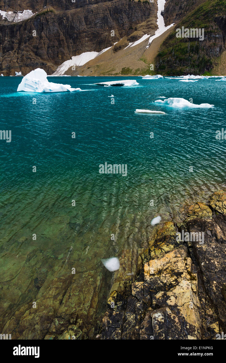 Icebergs on Iceberg Lake, Many Glacier, Glacier National Park, Montana