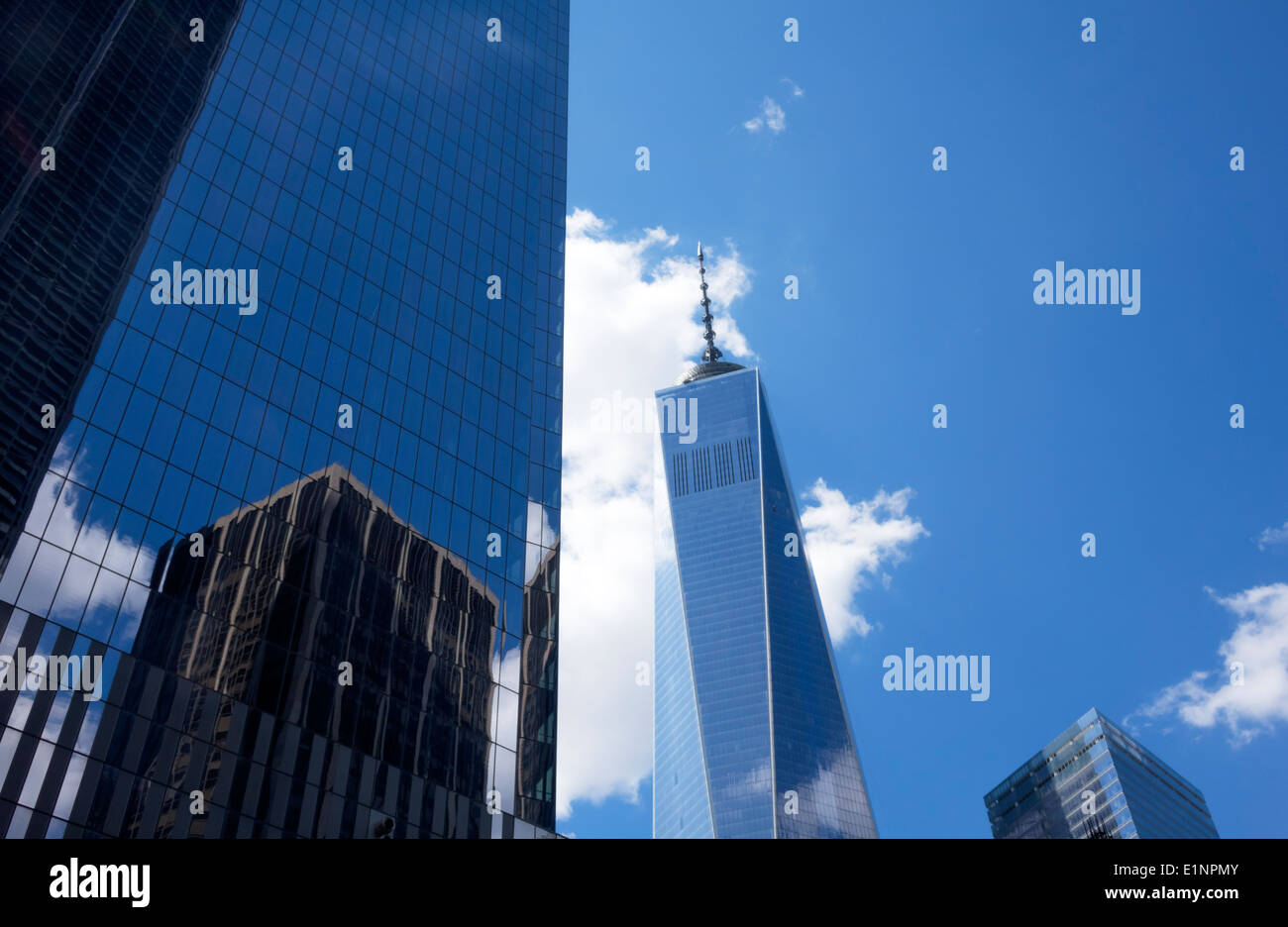 World Trade Center Freedom Tower 9/11 Memorial in 2014 in New York City, USA Stock Photo